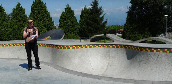 Sarah Blyth at the VSBC Kensington skatepark grand opening.