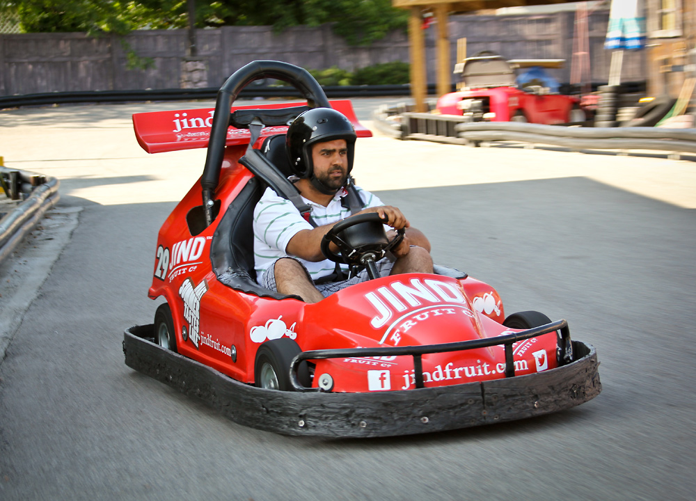 The go kart in action on the Rattlesnake Canyon track.